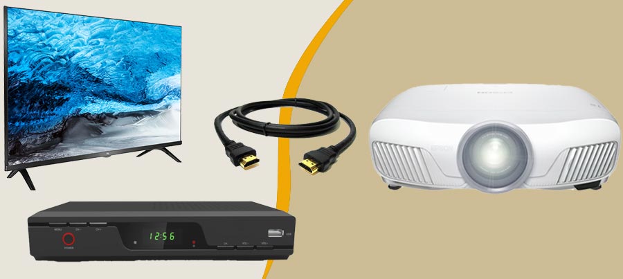 (اتصال تلویزیون، گیرنده دیجیتال یا ماهواره با کابل HDMI به پروژکتور برای نمایش برنامه های تلویزیونی با پروژکتور