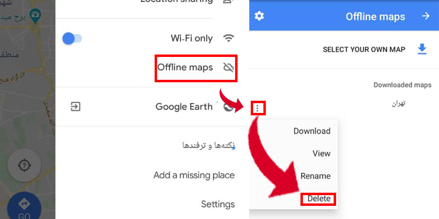 delete offline maps from mobile